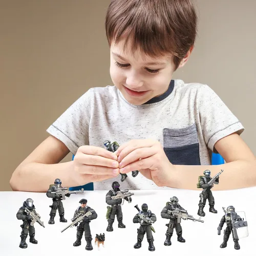 Miniatura 2 de MEIEST SWAT - Juego de 8 figuras de acción de policía urbana con múltiples accesorios de armas militares, juego de recuerdos de fiesta