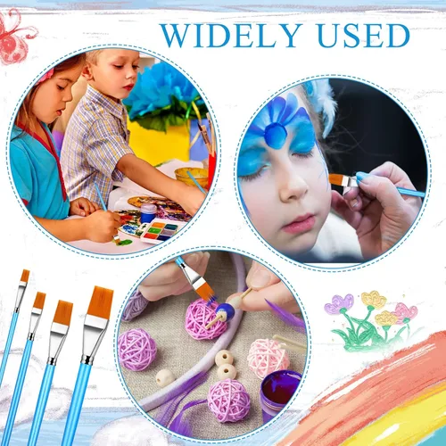 Miniatura 6 de Crtiin 60 pinceles planos para pintura acrílica, pinceles grandes de pintura acrílica a granel para acuarela, detalles de óleo, manualidades, arte