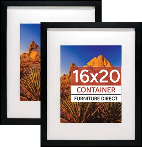 Miniatura 13 de Container Furniture Direct Marcos de fotos colgantes de 11 x 14 pulgadas para pared con plexiglás y doble colgador de montaje para formatos Negro