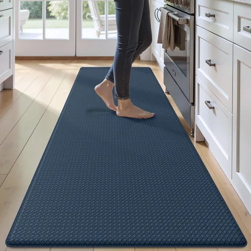 Miniatura 11 de Tapetes de cocina acolchados antifatiga, impermeable, acolchado de espuma viscoelástica para estar de pie, 17 x 59 pulgadas, color azul