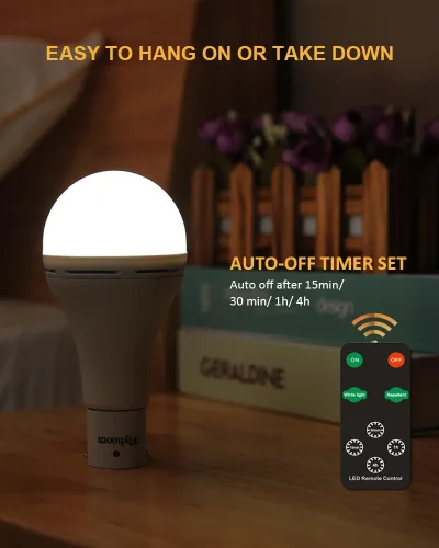 Miniatura 5 de Bombillas LED recargables USB con temporizador remoto, 5 modos de luz, luz diurna y ámbar, bombilla LED recargable de 1800 mAh para acampar