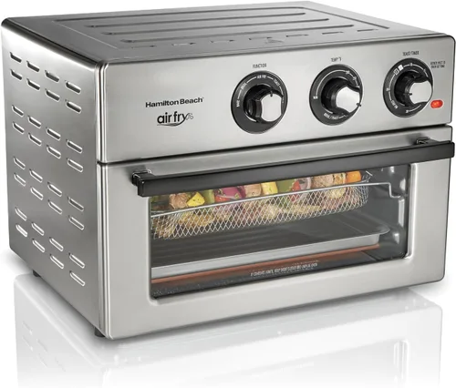 Hamilton Beach Combo de freidora de aire para horno tostador, incluye hornear, asar y tostar, se adapta a pizza de 12 pulgadas, 1800 vatios, 6 modos
