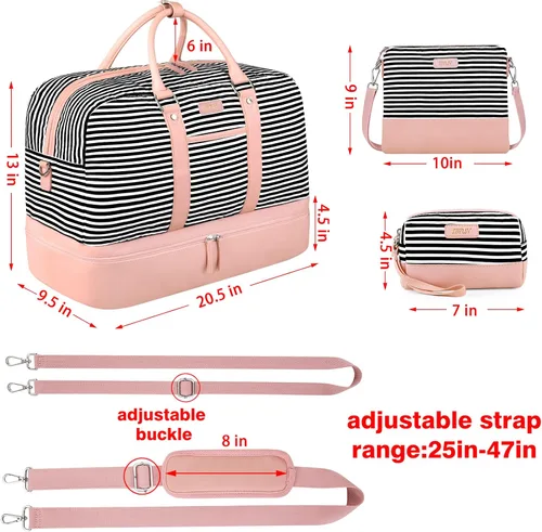Miniatura 116 de IBFUN Bolsas de fin de semana para mujer, bolsa grande de lona para viaje, bolsa de viaje con compartimento para zapatos, 21 pulgadas, juego de 3