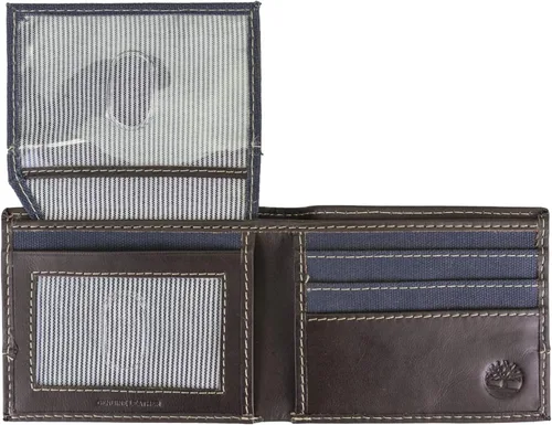 Miniatura 3 de Timberland Cartera de lona de cuero Baseline para hombre con bolsillo abatible adjunto
