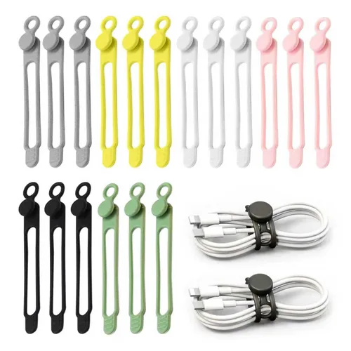 Miniatura 8 de Bridas para cables de datos, organizador de cables de silicona reutilizable, cable elástico multiusos para agrupar auriculares, cargador