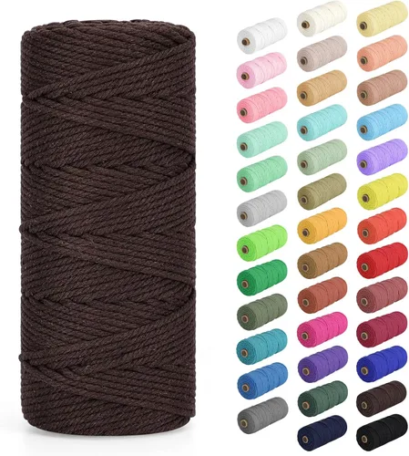 Miniatura 8 de Cordón de macramé de 0.079 in x 380 yardas (1140 pies), cuerda de algodón natural para colgar en la pared, ganchos de plantas, manualidades, Beige