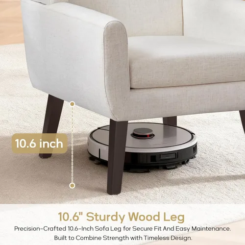 Miniatura 6 de HUIMO Silla de Acento para Sala de Estar, Sillón Tapizado con Botones Capitoné, Sillas de Sofá de Tela de Lino para Dormitorio, Sala de Estar, Silla