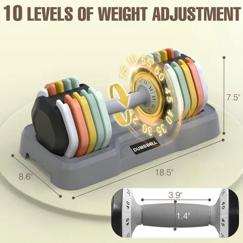 Miniatura 5 de 25/55 lbs Pair Adjustable Dumbbell Set, Adjust Dumbbell Weight for Exercises Pair Dumbbells for Men and Women in Home 55lbs-Colorido-1pc