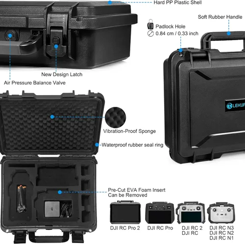 Miniatura 3 de Lekufee Funda rígida impermeable para DJI Air 3S, Air 3 Drone, Fly More Combo, batería, DJI RC Pro 2, RC 2, RC N3/N2 y accesorios (solo funda)