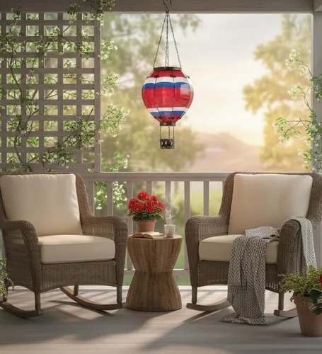 Miniatura 2 de Regal Art & Gift Linterna Solar de Globo Aerostático – Luces LED Colgantes Alimentadas por Energía Solar, Lámpara Decorativa Portátil Impermeable