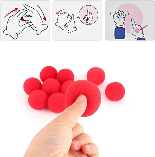 Miniatura 2 de Oumefar Juego de bolas mágicas mágicas suaves y rojas, bola de esponja pequeña, accesorios de truco, bolas hinchables, bola de esponja de EVA suave