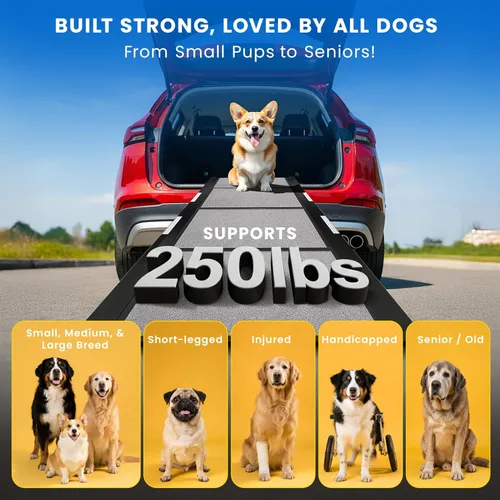 Miniatura 5 de Rampa portátil para perros para automóvil, rampa plegable para automóvil, camión, SUV, cama alta y sofá con pies antideslizantes y alfombra