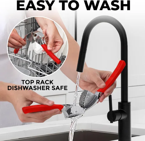 Miniatura 6 de Zulay Kitchen Comfort Grip Prensa de ajos, herramienta para picar ajos, trituradora de ajos, prensa de ajo a prueba de óxido, con mango ergonómico