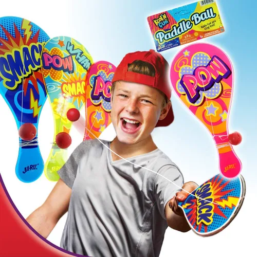 Miniatura 4 de Kool N' Fun - Bola de remo de plástico con cuerda adjunta (1 pala) por JARU. Juguetes clásicos retro para niños y adultos, niños y niñas. Juego
