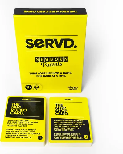 Miniatura 9 de Hasbro SERVD Juego Edición para Padres Primerizos – Divertidísimo Juego de Cartas para Parejas de la Vida Real para Bebés y Nuevos Padres, Primeros