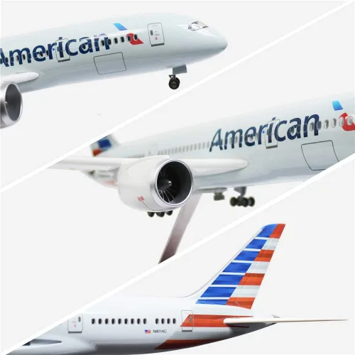 Miniatura 5 de Modelo a escala 1:130 de 24 horas, modelo de avión a escala 1:130, modelo de avión, estatua de avión, modelo de avión fundido a troquel con luz LED