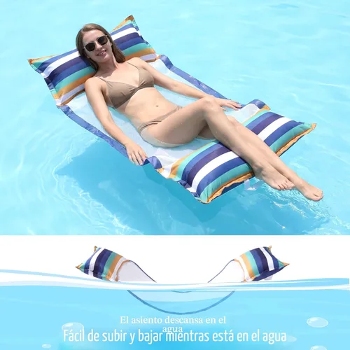 Miniatura 7 de FindUWill Flotadores de hamaca para piscina, XL, paquete de 2 flotadores inflables 4 en 1 (silla, silla de descanso, flotador), tumbona para adultos