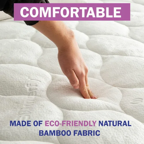 Miniatura 2 de Slumberfy Cubrecolchón de tamaño matrimonial, viscosa hecha de bambú para aliviar el dolor de espalda, enfriamiento natural para personas que