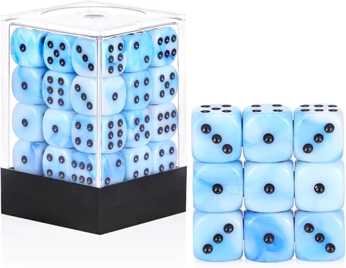 Miniatura 27 de 36 de paquete de dados de 12 mm de 6 caras MINI, juego de dados de patrón de perla, dados estándar de 6 caras para Yahtzee, Bunco o enseñanza