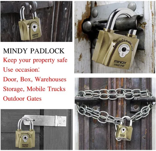 Miniatura 6 de Mindy Candado con llave resistente al agua de 2.362 in con 4 llaves