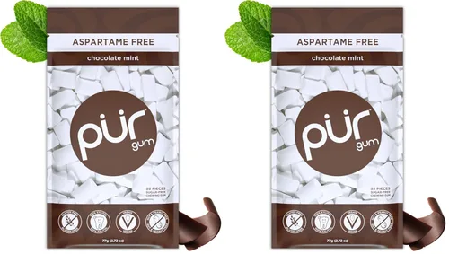 Miniatura 25 de PUR Gum Chicle sin aspartamo 100% xilitol Chicle natural con sabor a menta fresca, 55 piezas (paquete de 1)