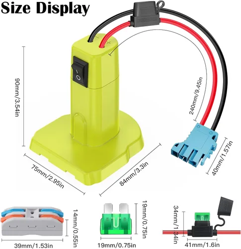 Miniatura 6 de Adaptador de rueda eléctrica para Ryobi Adaptador de batería de 18 V con conector de arnés de cables compatible con Peg-Perego Children's Riding