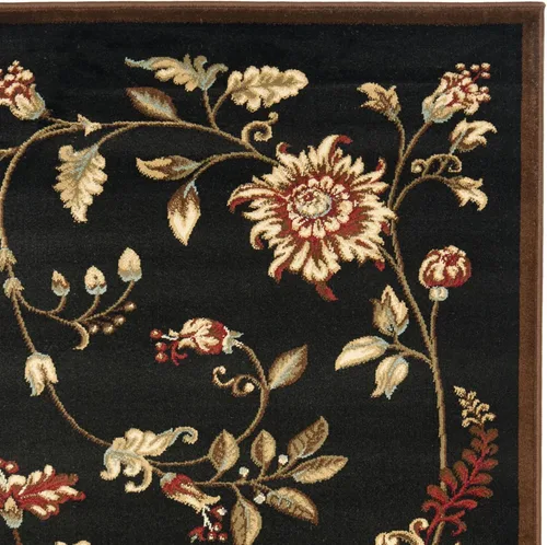 Miniatura 6 de SAFAVIEH - Alfombra de acento de la colección Lyndhurst, 3'3" x 5'3", color negro y multi, diseño floral tradicional, no desprende pelusa y de fácil