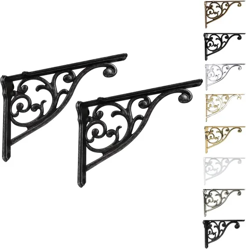 Miniatura 41 de Soportes de estante de 4 pulgadas, paquete de 4 soportes de pared de latón antiguo de alta resistencia, estantes decorativos de cocina victoriana