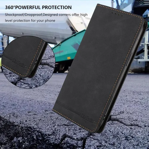 Miniatura 5 de Funda para teléfono compatible con Blackview Oscal Flat 1c 【Bloqueo RFID】【Soporte para tarjetas con cierre magnético】 Funda negra