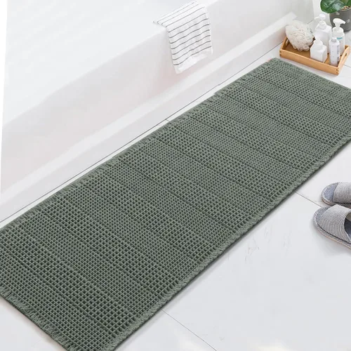Miniatura 14 de H.VERSAILTEX Alfombra de baño de goma eva súper absorbente, alfombras de baño antideslizantes para piso de baño, alfombras de baño lavables a Crema