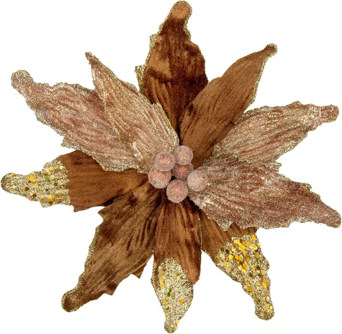 Miniatura 12 de Briful Flores de Pascua con Purpurina Navideñas de Cabezas Grandes de 12 Pulgadas Adornos para Árbol de Navidad Juego de 4 Flores Artificiales