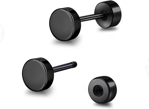 Miniatura 9 de Aretes de tuerca de titanio hipoalergénico con parte trasera plana, aretes de tuerca de 0.118 in a 0.197 in, aretes clásicos simples para cartílago