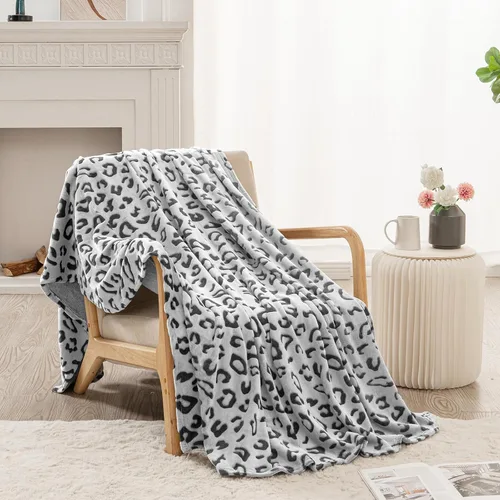Miniatura 3 de SOCHOW - Manta Uragiri, de franela, vellón, ligera, muy suave y acogedora, de 50 x 60 pulgadas, con diseño de leopardo, en color negro
