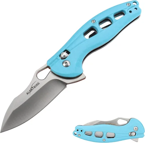 Miniatura 10 de ALBATROSS Cool Flipper Axis Lock - Cuchillo de bolsillo plegable de apertura con hoja de acero de Damasco moderna de 3 pulgadas y mango FRN de alta