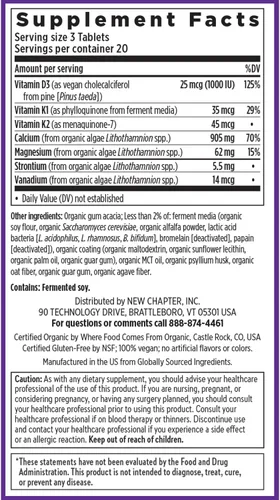 Miniatura 6 de Suplemento de calcio New Chapter - Calcio a base de plantas para la fuerza ósea USDA orgánico con magnesio, vitamina D3+K2, para la salud ósea