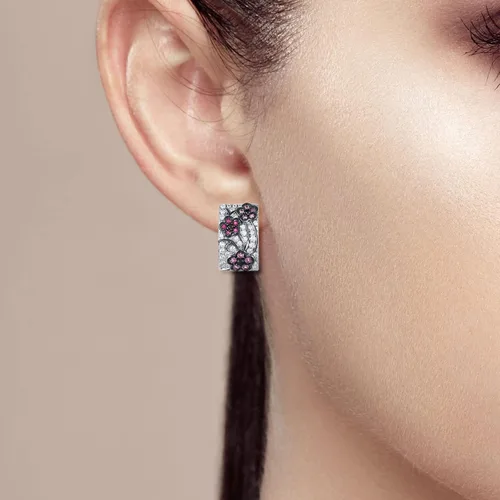 Miniatura 4 de Santuzza Aretes colgantes de plata de ley 925 con circonita cúbica para mujer