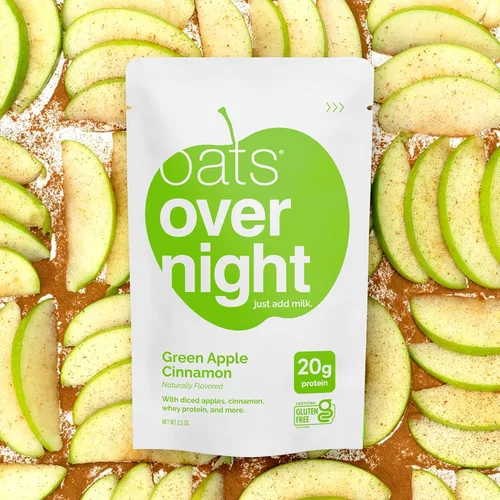 Miniatura 6 de Oats Overnight - Manzana verde canela - Batido alto en proteínas, bajo en azúcar para desayuno, sin gluten, alta fibra, avena sin OMG