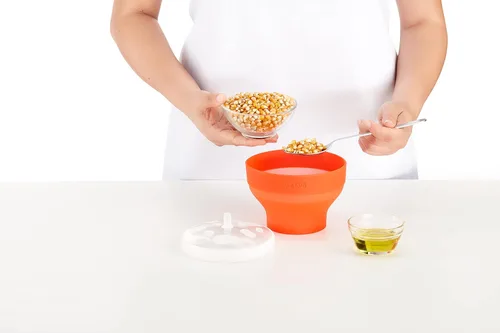 Miniatura 4 de Lékué - Mini máquina para hacer palomitas de maíz para microondas, talla XS, color rojo, tazón de palomitas emergente rápido y saludable, sirve