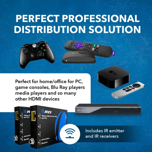 Miniatura 7 de OREI Extensor HDMI 4K a través de Ethernet, Extensor Balun a través de Cat6/Cat7 con extractor de audio óptico IR hasta 70 metros - Salida en bucle