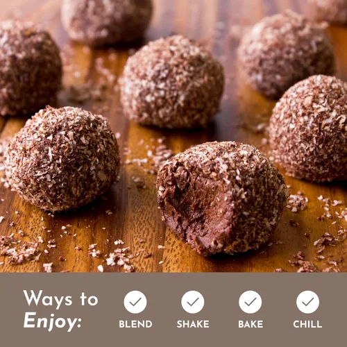 Miniatura 10 de Proteína en polvo de chocolate – Mezcla de 30 porciones con suero de leche 100% alimentado con pasto y proteínas vegetales orgánicas – rico sabor a