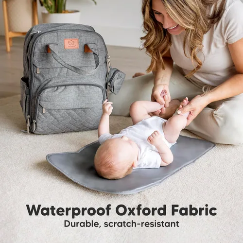 Miniatura 6 de KeaBabies Mochila para pañales - Gran mochila para pañales con cambiador, para bebé niño, niña, mochila de viaje para mamá y papá, impermeable, Gris