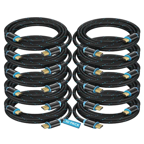 Miniatura 34 de Cable HDMI 4K Ultra HD de 1 pie (paquete de 100) Cable HDMI 2.0 trenzado de nailon, alta velocidad 18Gbps 4K60Hz HDR, 3D, 2160p, 1080p, HDCP 2.2
