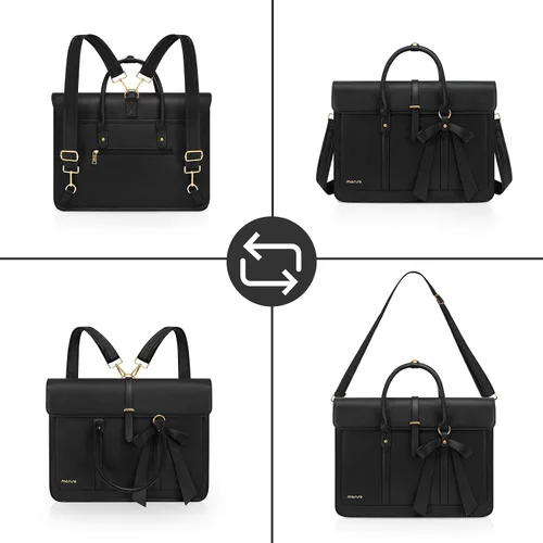 Miniatura 6 de MOSISO Bolsa para computadora portátil para mujer, de piel sintética, mochila convertible, bolsa de viaje para computadora con lazo