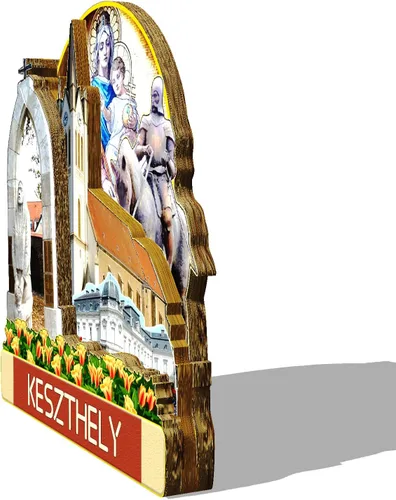 Miniatura 2 de Imán de madera para nevera Hungría Keszthely Monumentos 3D de viaje coleccionables, decoración hecha a mano