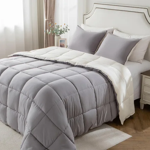 Miniatura 17 de KASENTEX - Juego de edredón individual/individual XL, reversible de doble color, plumón de ganso alternativo, ultrasuave, liviano, lavable a