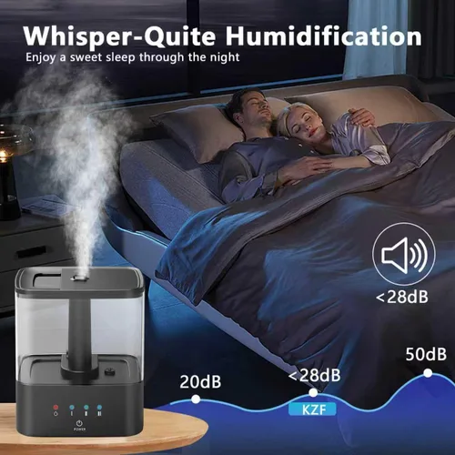 Miniatura 2 de KZF Humidificadores de llenado superior de 4 L para dormitorio y tiempo de funcionamiento de 60 horas, humidificador de niebla fría, 3 niveles