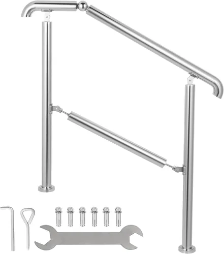 Miniatura 15 de VEVOR Kit de barandilla para escaleras al aire libre, pasamanos de 5 pies de 0 a 5 escalones, barandilla de aluminio negro de ángulo ajustable