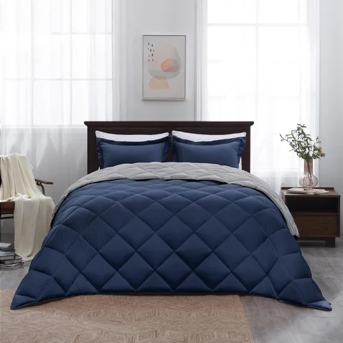 Miniatura 8 de Juego de edredón Basic Beyond tamaño queen - Juego de edredón azul marino tamaño queen, reversible, para todas las estaciones, azul marino/gris, 1