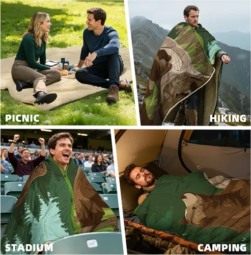 Miniatura 2 de Manta de Campamento al Aire Libre con Forro Sherpa, Manta de Campamento Extra Cálida y Gruesa, Poncho Ultraligero y Suave para Camping DWR