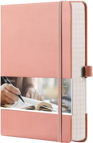 Miniatura 17 de EMSHOI - Cuaderno de puntos, 256 páginas A5, cuadrícula de puntos, papel grueso de 120gsm, 16 páginas perforadas, piel sintética suave, bolsillo